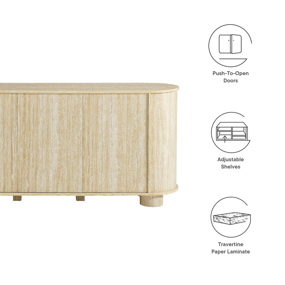 EEI-7015-TRA Overture 63" Oval Faux Travertine Sideboard by Modway