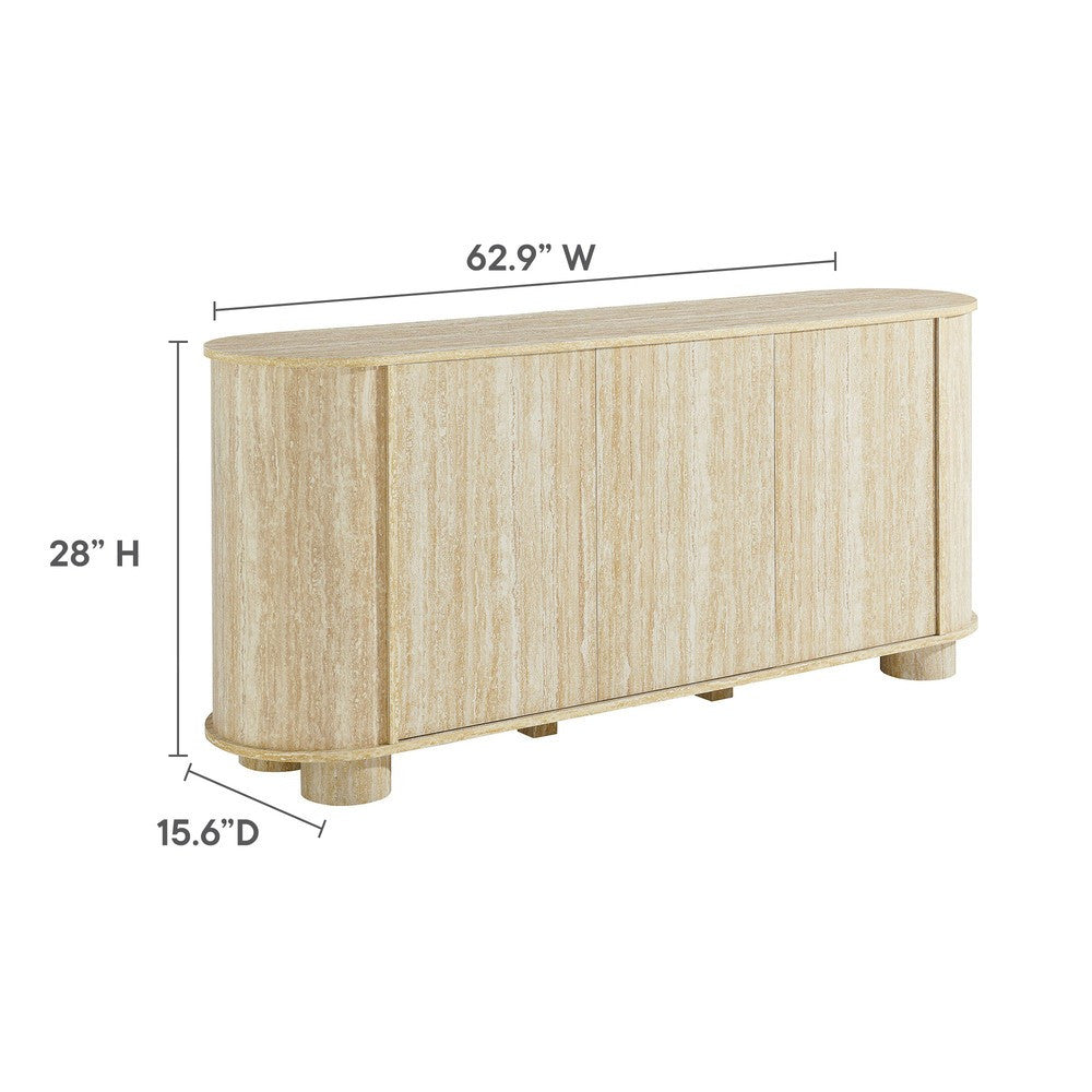 EEI-7015-TRA Overture 63" Oval Faux Travertine Sideboard by Modway