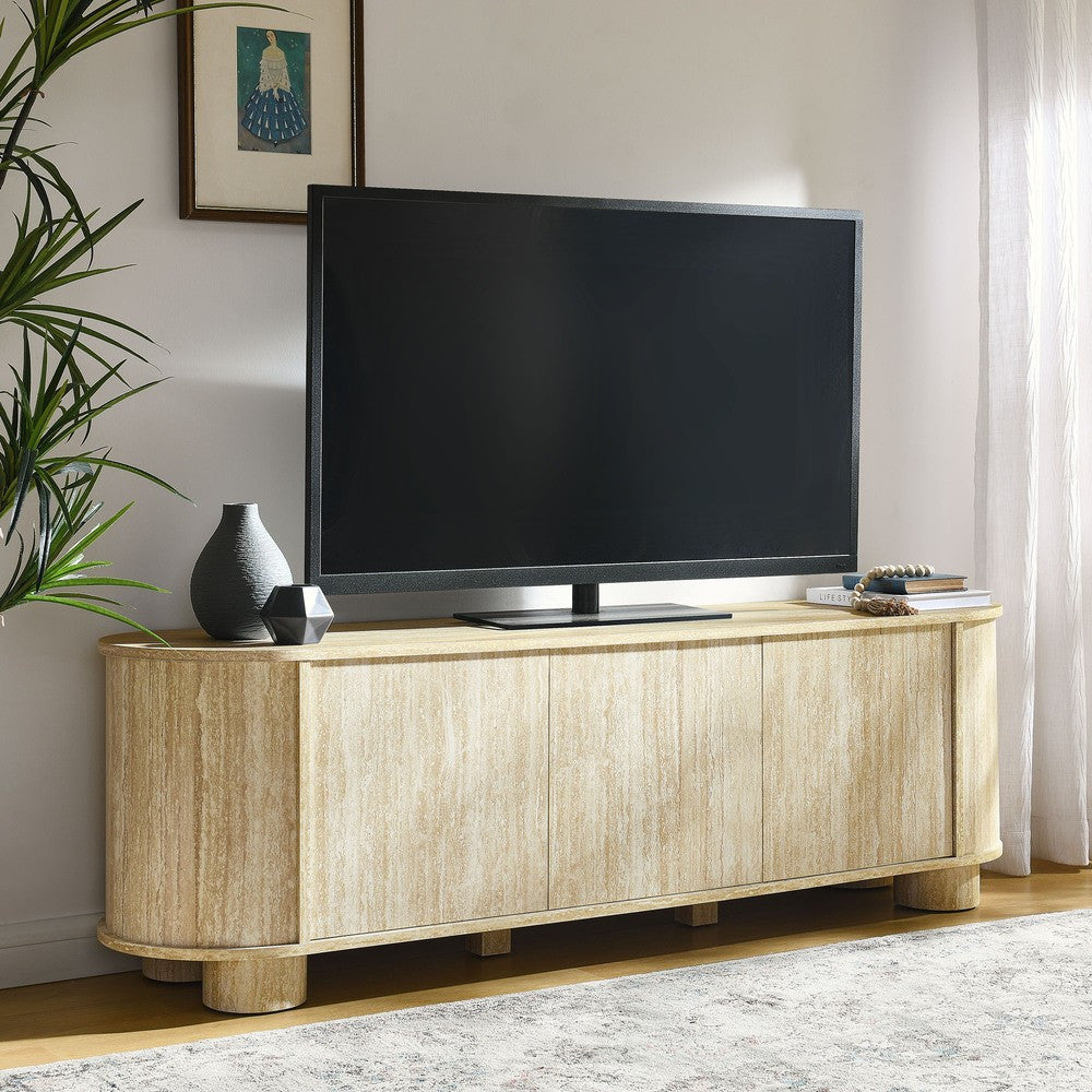 EEI-7016-TRA Overture 63" Oval Faux Travertine TV Stand by Modway