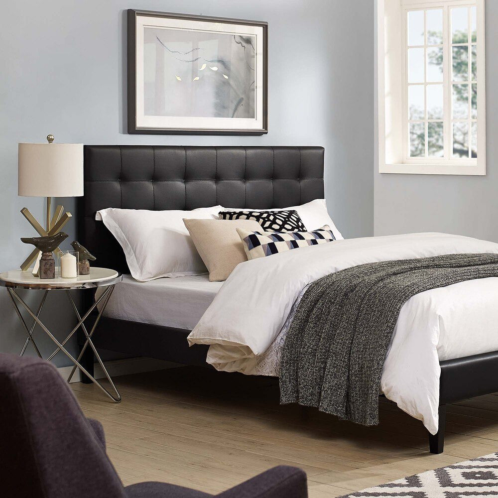 MOD-5857-BLK Paisley Tufted Upholstered Faux Leather King and California King Headboard by Modway