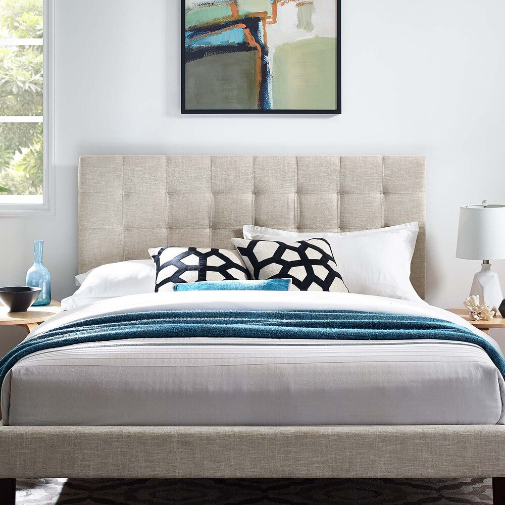 Modway Paisley Tufted Upholstered Linen Fabric King and California King Headboard by Modway-MOD-5855-BEI