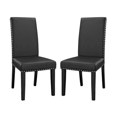 Modway EEI-3553-BLK Parcel Vinyl Dining Side Chair Set of 2 Black