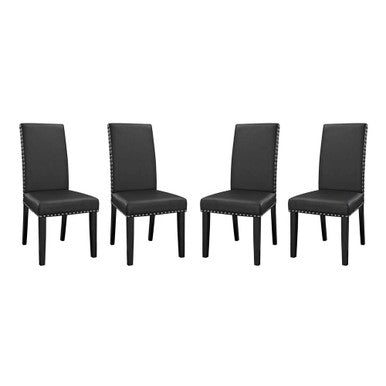 Modway EEI-3554-BLK Parcel Vinyl Dining Side Chair Set of 4 Black