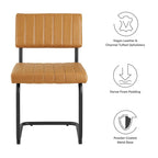 EEI-6470-BLK-TAN Parity Vegan Leather Dining Side Chairs Set of 2 by Modway