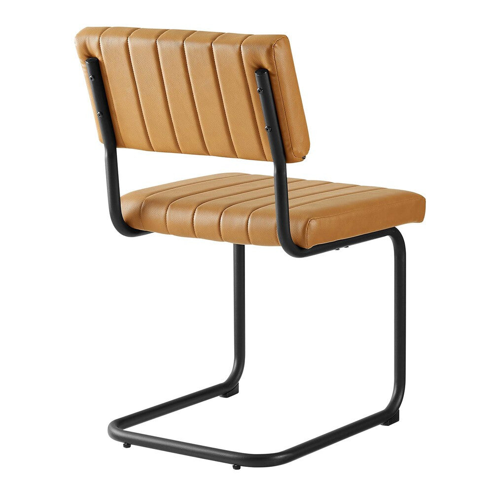 EEI-6470-BLK-TAN Parity Vegan Leather Dining Side Chairs Set of 2 by Modway