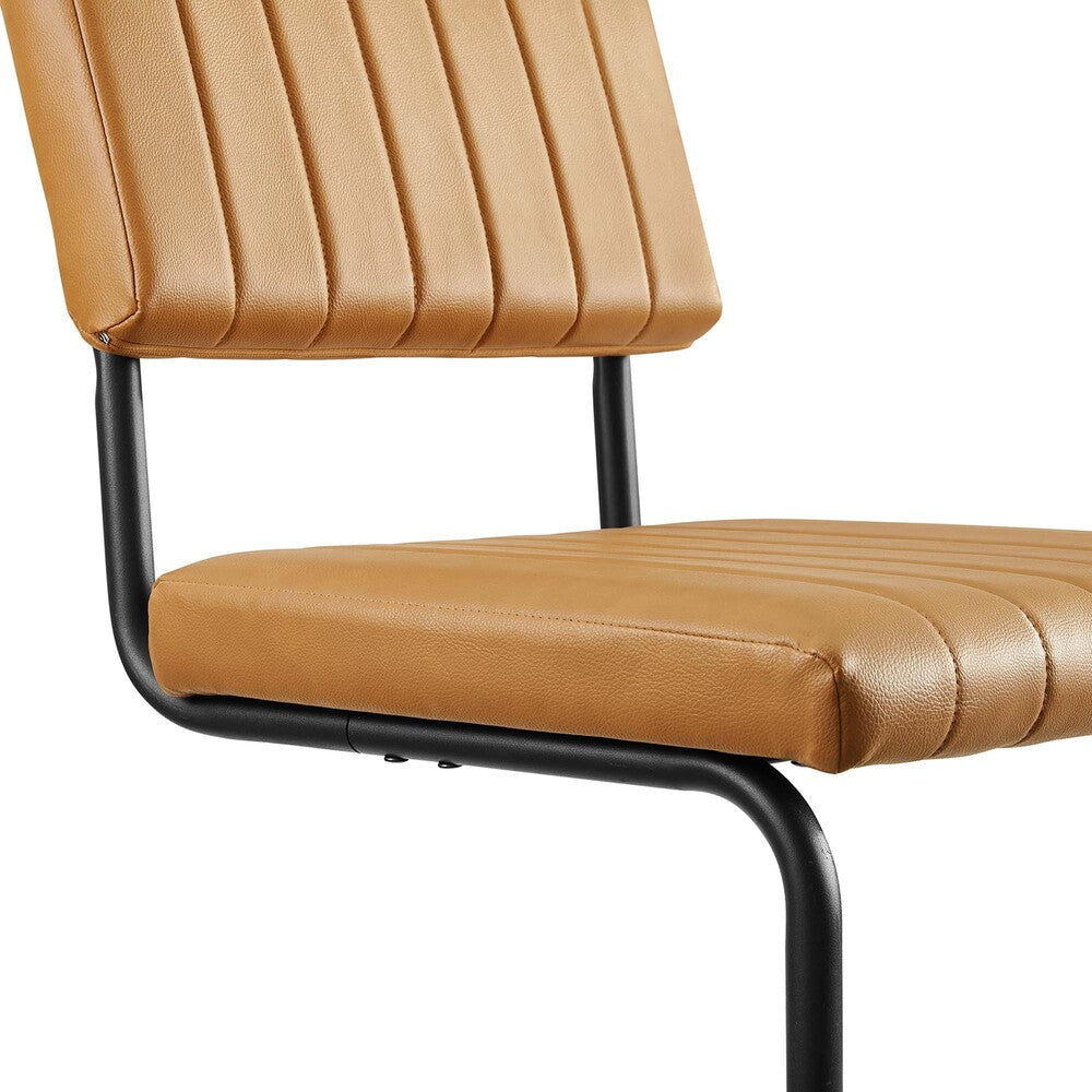 EEI-6470-BLK-TAN Parity Vegan Leather Dining Side Chairs Set of 2 by Modway