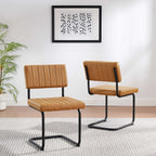 EEI-6470-BLK-TAN Parity Vegan Leather Dining Side Chairs Set of 2 by Modway