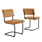 EEI-6470-BLK-TAN Parity Vegan Leather Dining Side Chairs Set of 2 by Modway