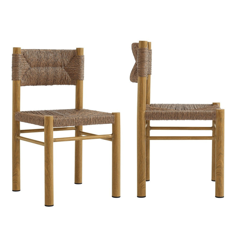 EEI-7064 Parkland 7-Piece Rectangular Outdoor Patio Rattan and Aluminum Dining Table and Chairs Set by Modway
