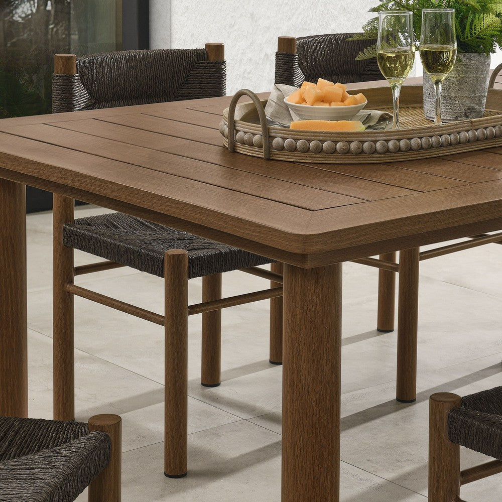 EEI-7064 Parkland 7-Piece Rectangular Outdoor Patio Rattan and Aluminum Dining Table and Chairs Set by Modway