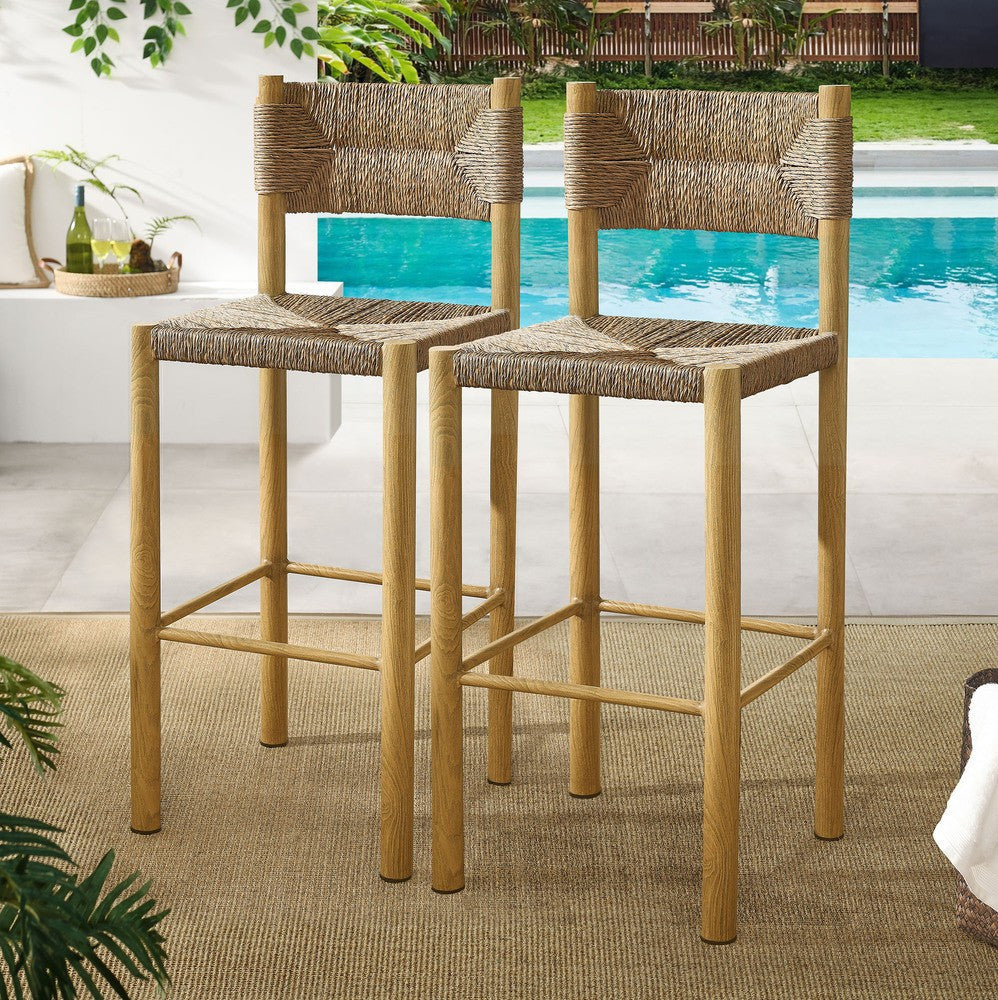 EEI-6984 Parkland Outdoor Patio Rattan and Aluminum Bar Stools Set of 2 by Modway