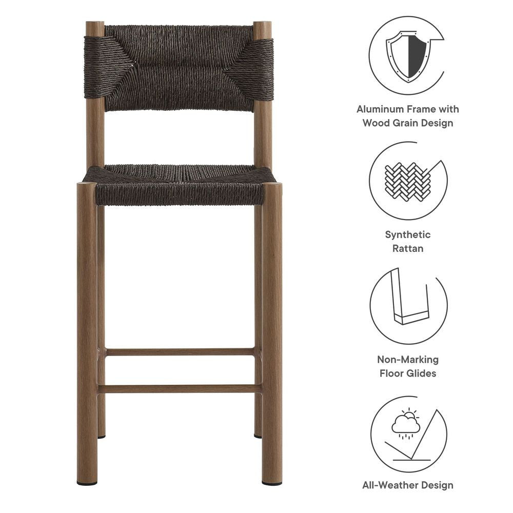 EEI-6983 Parkland Outdoor Patio Rattan and Aluminum Counter Stools Set of 2 by Modway