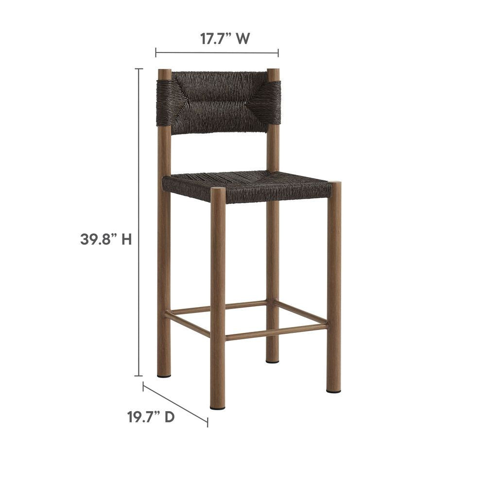 EEI-6983 Parkland Outdoor Patio Rattan and Aluminum Counter Stools Set of 2 by Modway