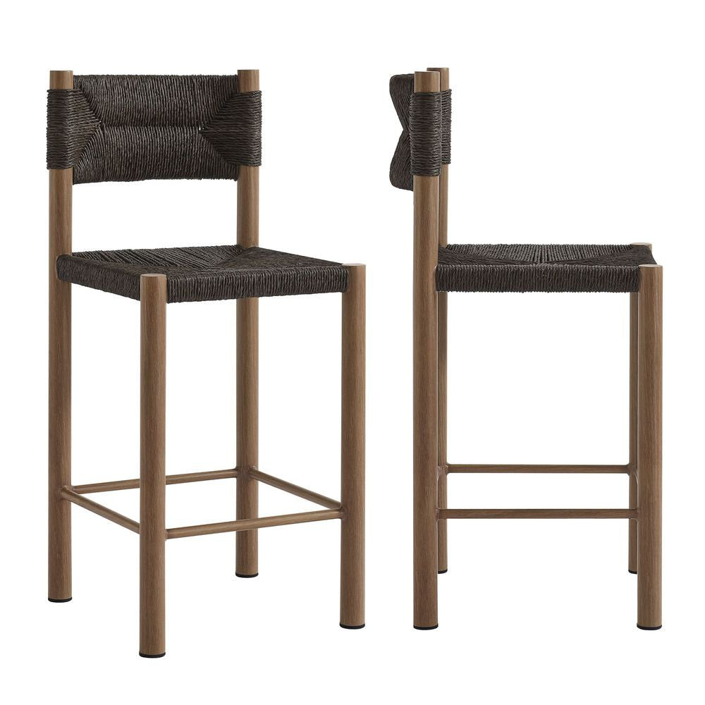 EEI-6983 Parkland Outdoor Patio Rattan and Aluminum Counter Stools Set of 2 by Modway