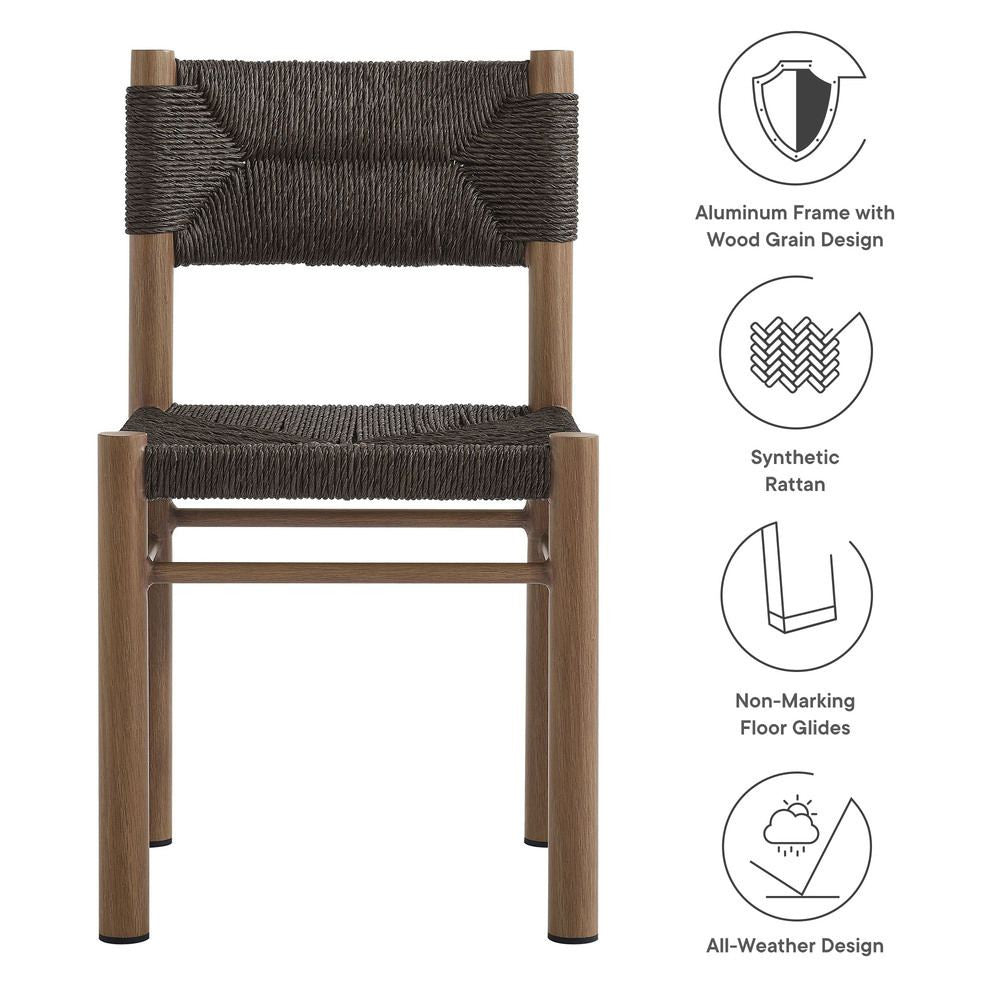 EEI-6982 Parkland Outdoor Patio Rattan and Aluminum Dining Side Chairs Set of 2 by Modway