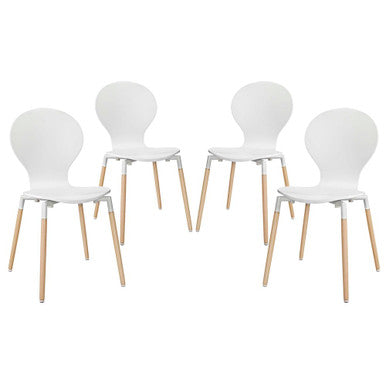 Modway EEI-1369-WHI Path Dining Chair Set of 4 White