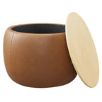 EEI-6687-TAN Perla Round Vegan Leather Storage Ottoman by Modway