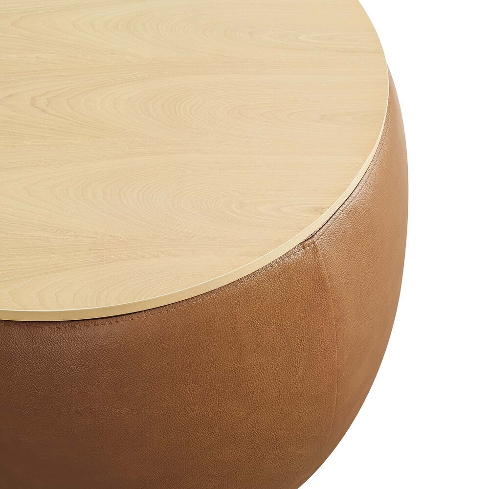 EEI-6687-TAN Perla Round Vegan Leather Storage Ottoman by Modway