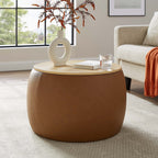 EEI-6687-TAN Perla Round Vegan Leather Storage Ottoman by Modway