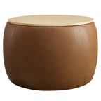 EEI-6687-TAN Perla Round Vegan Leather Storage Ottoman by Modway