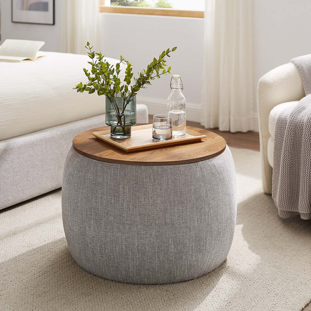 EEI-6688 Perla Woven Heathered Fabric Upholstered Storage Ottoman by Modway