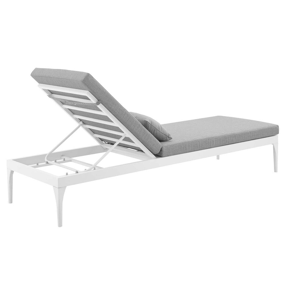 EEI-3301-WHI-GRY Perspective Cushion Outdoor Patio Chaise Lounge Chair by Modway