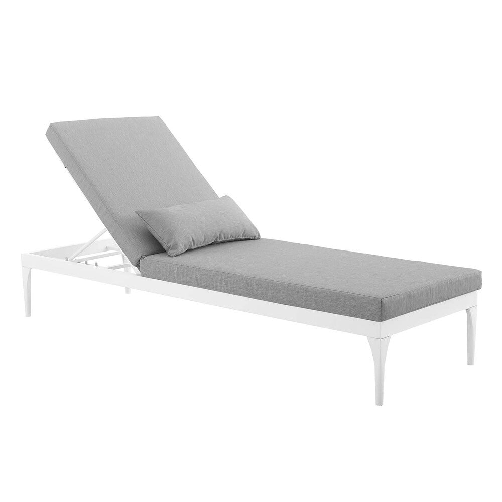 EEI-3301-WHI-GRY Perspective Cushion Outdoor Patio Chaise Lounge Chair by Modway