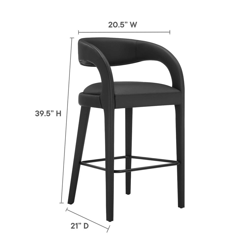 EEI-6567-BLK-BLK Pinnacle Vegan Leather Bar Stool Set of 2 by Modway