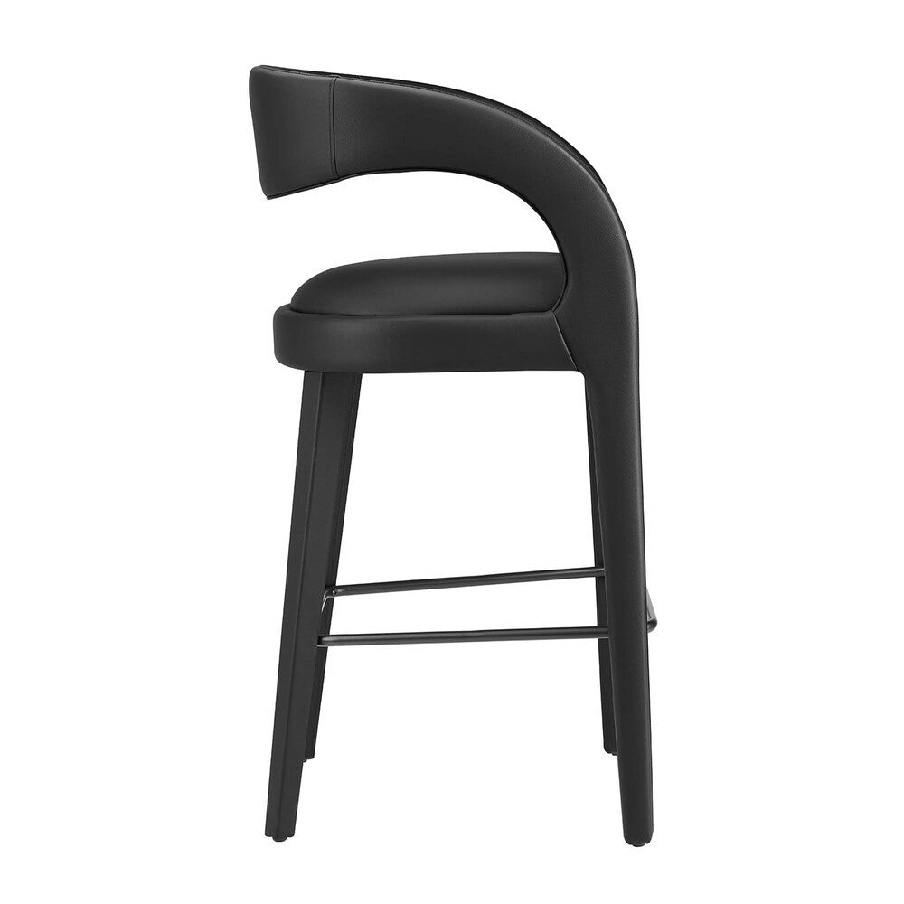 EEI-6567-BLK-BLK Pinnacle Vegan Leather Bar Stool Set of 2 by Modway