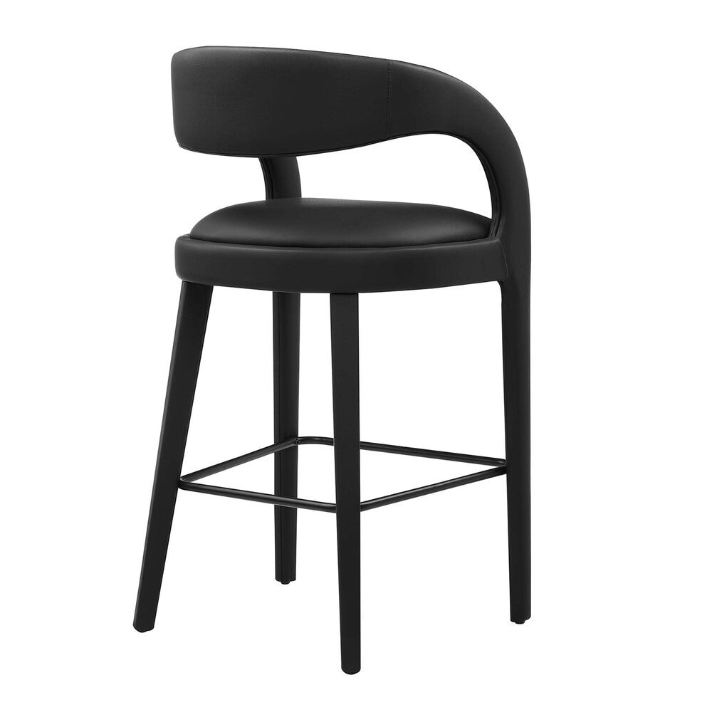 EEI-6567-BLK-BLK Pinnacle Vegan Leather Bar Stool Set of 2 by Modway