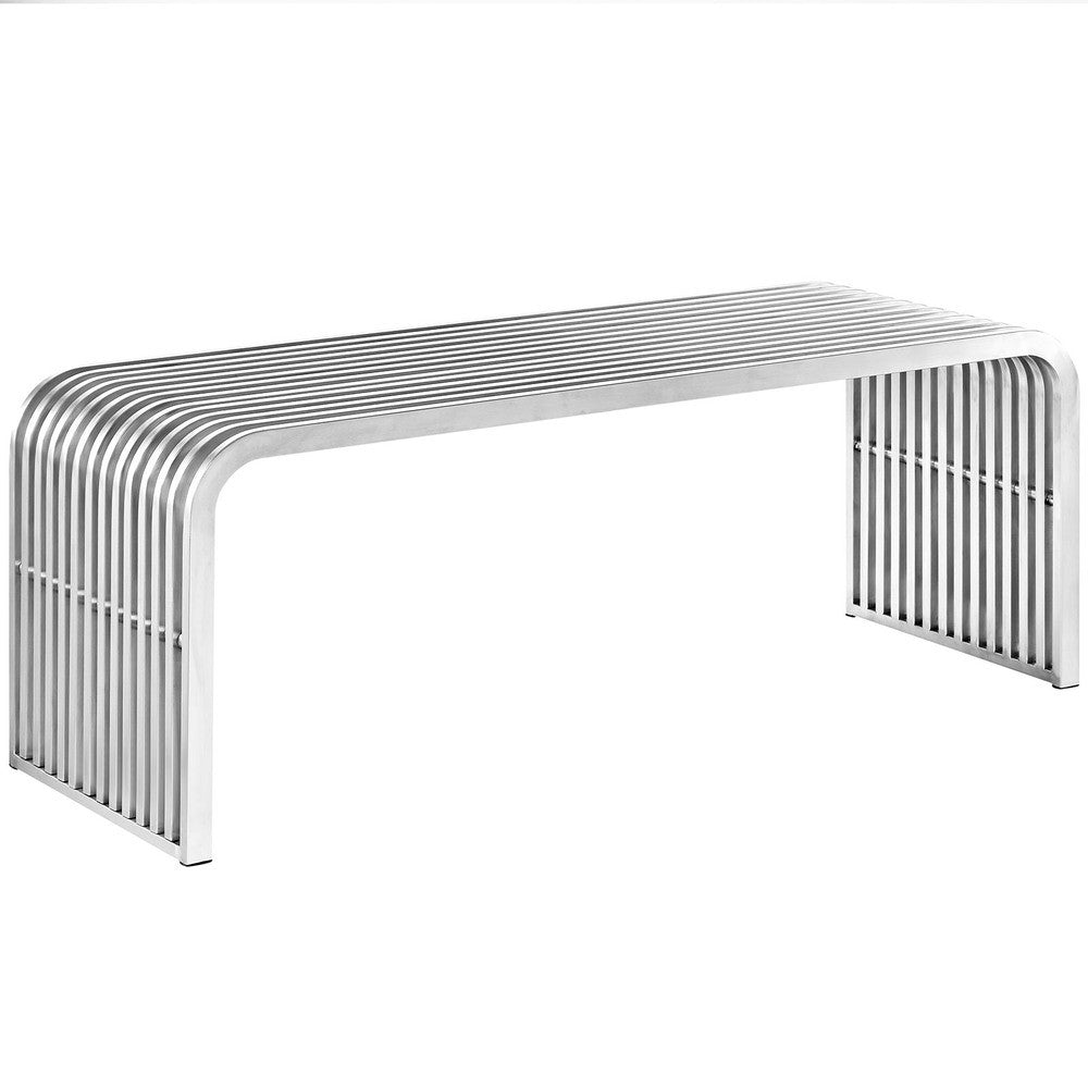 EEI-2102-SLV Pipe 47" Stainless Steel Bench by Modway