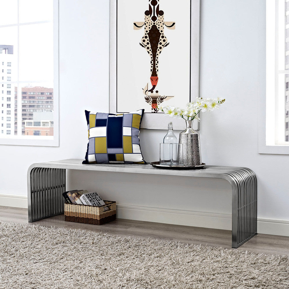 EEI-2103-SLV Pipe 60" Stainless Steel Bench by Modway