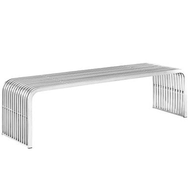 Modway EEI-2103-SLV Pipe 60" Stainless Steel Bench Silver