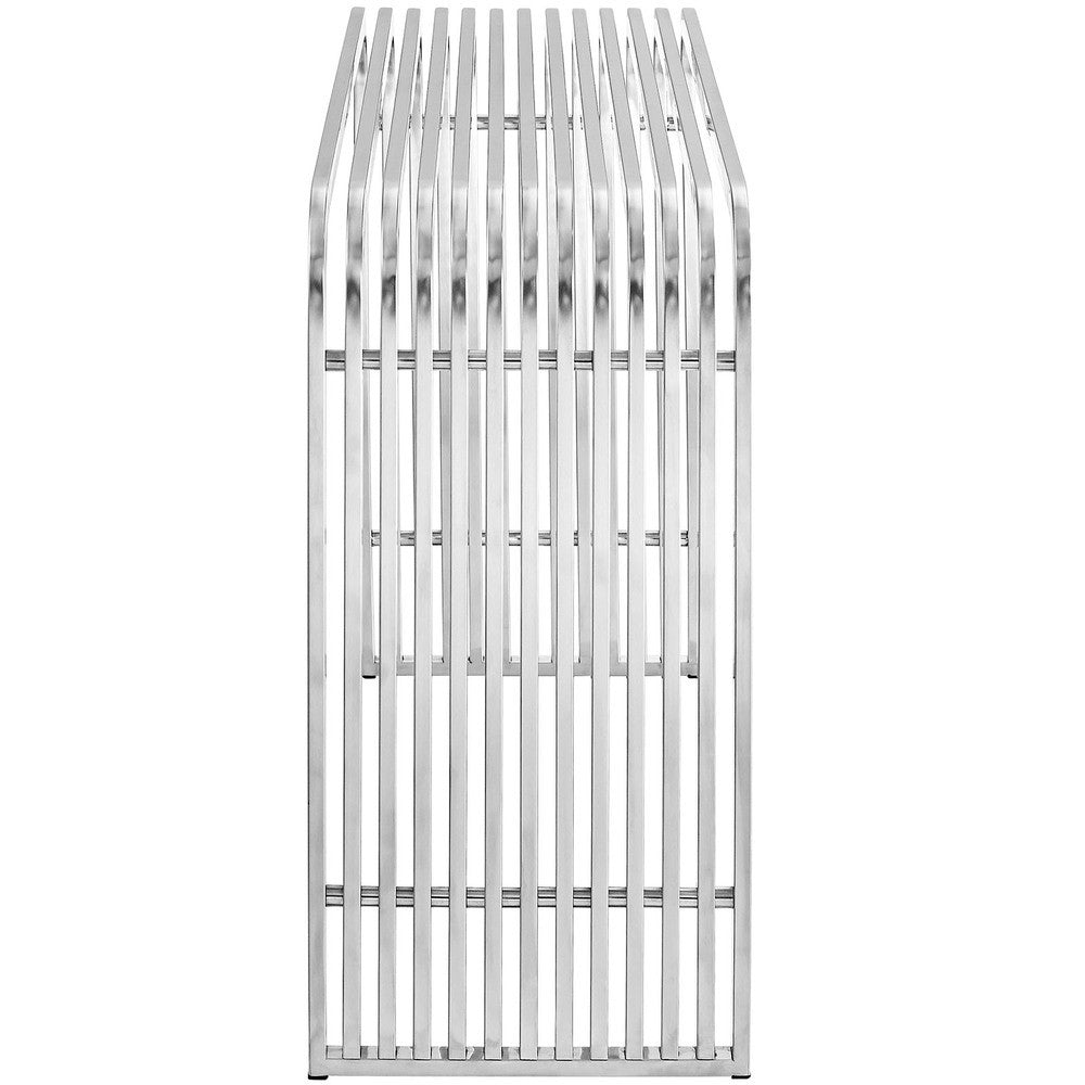 EEI-2104-SLV Pipe Stainless Steel Console Table by Modway