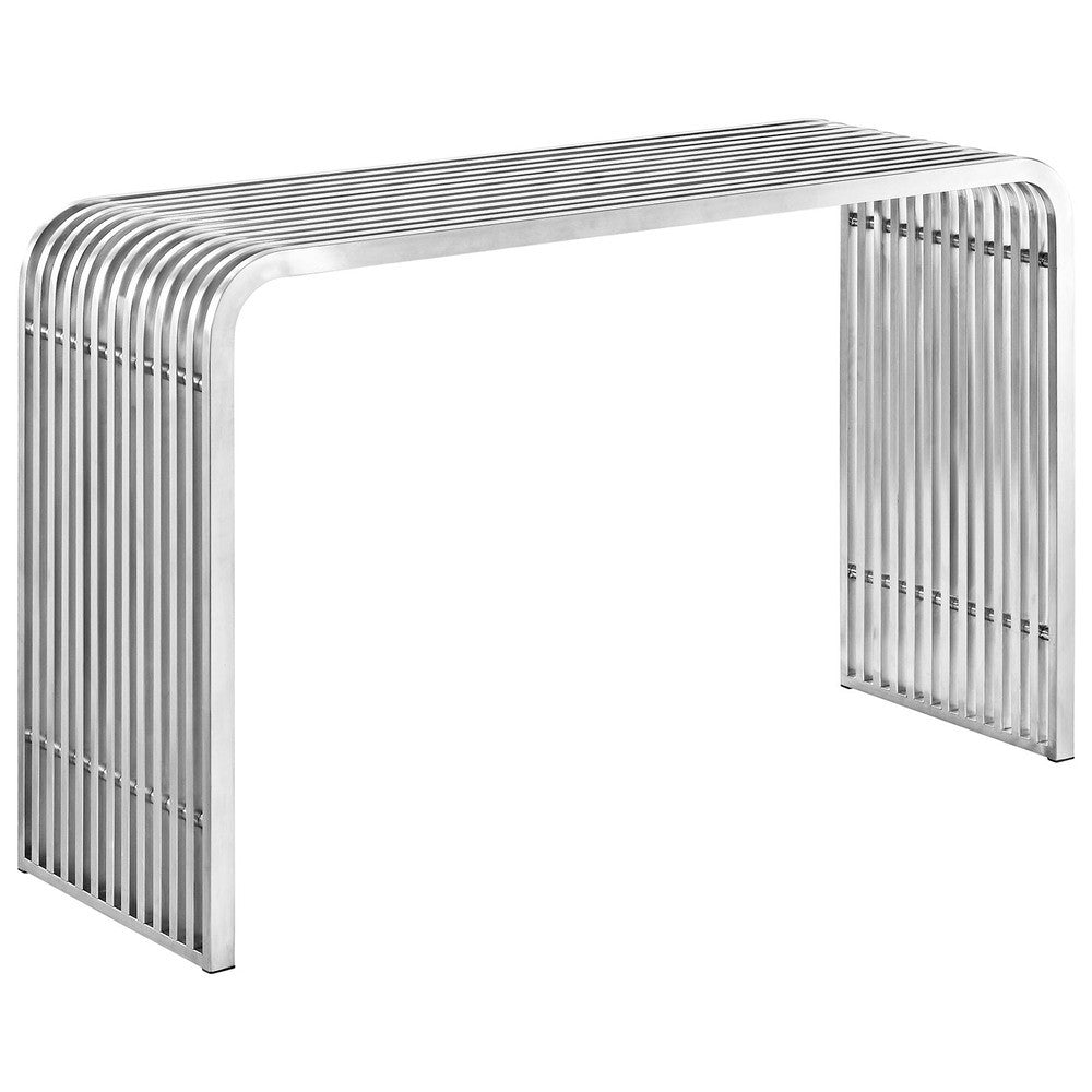 EEI-2104-SLV Pipe Stainless Steel Console Table by Modway