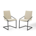 Modway EEI-4489-BLK-BEI Pitch Upholstered Fabric Dining Armchair Set of 2 Black Beige