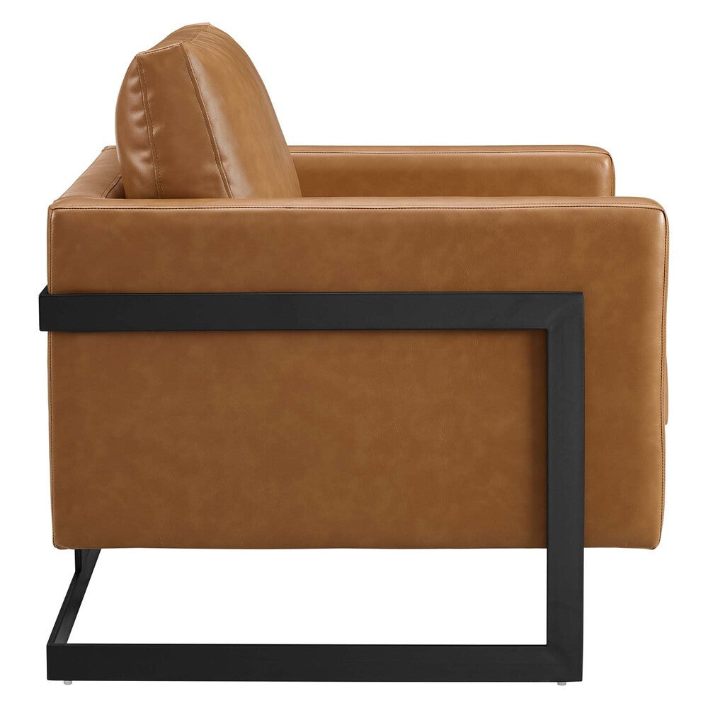 EEI-4392-BLK-TAN Posse Vegan Leather Accent Chair by Modway