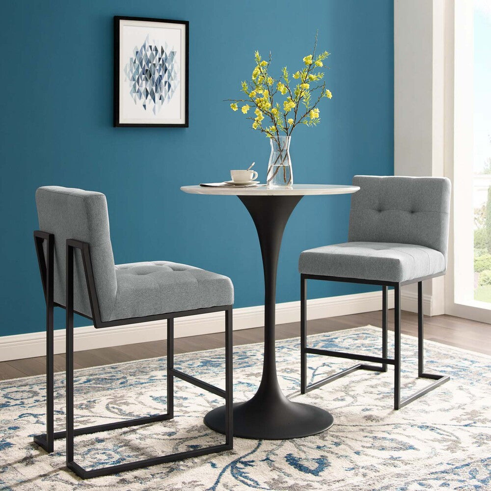 Modway Privy Black Stainless Steel Upholstered Fabric Counter Stool Set of 2 by Modway-EEI-4156