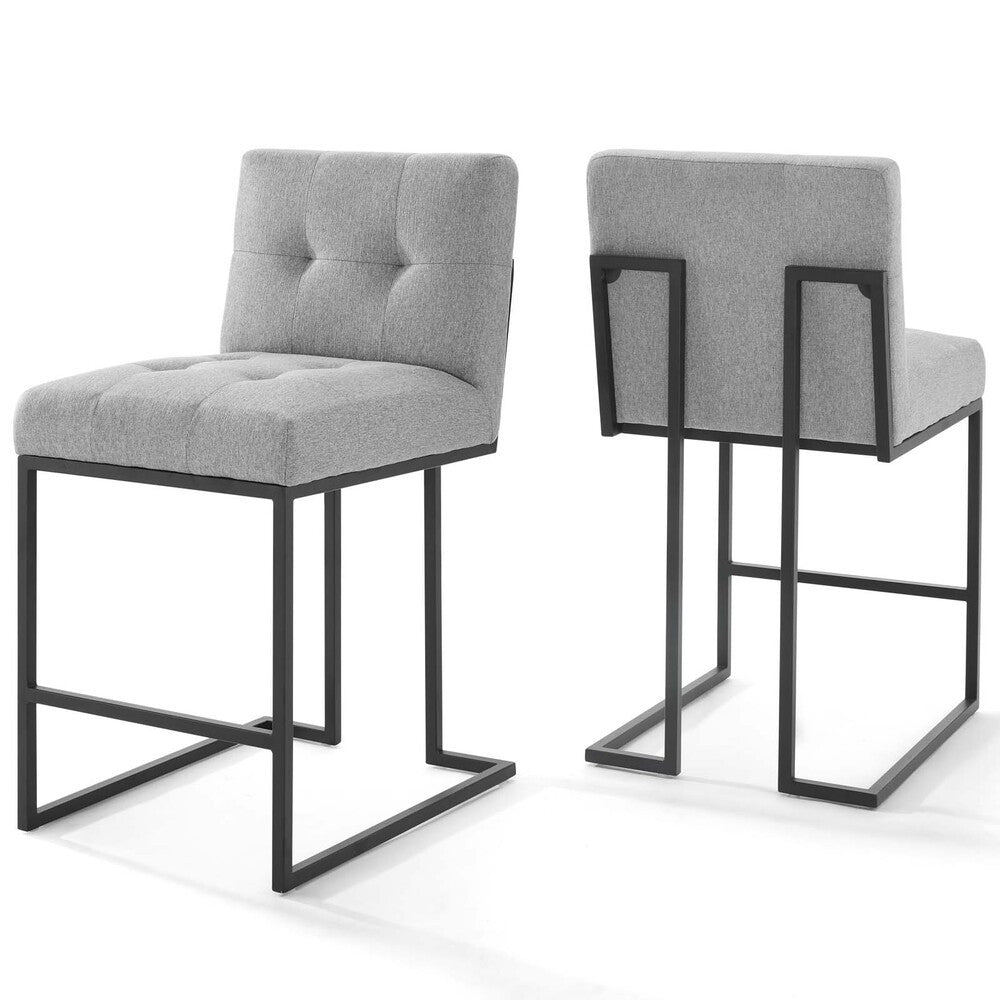 Modway Privy Black Stainless Steel Upholstered Fabric Counter Stool Set of 2 by Modway-EEI-4156