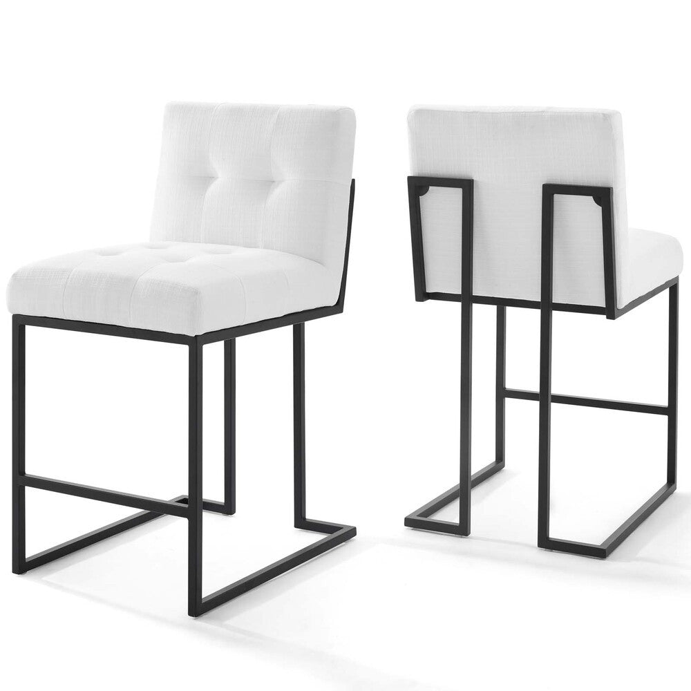 Modway Privy Black Stainless Steel Upholstered Fabric Counter Stool Set of 2 by Modway-EEI-4156