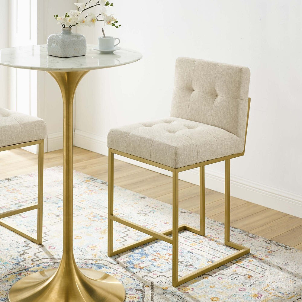 Modway Privy Gold Stainless Steel Upholstered Fabric Counter Stool by Modway-EEI-3852