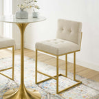 Modway Privy Gold Stainless Steel Upholstered Fabric Counter Stool by Modway-EEI-3852