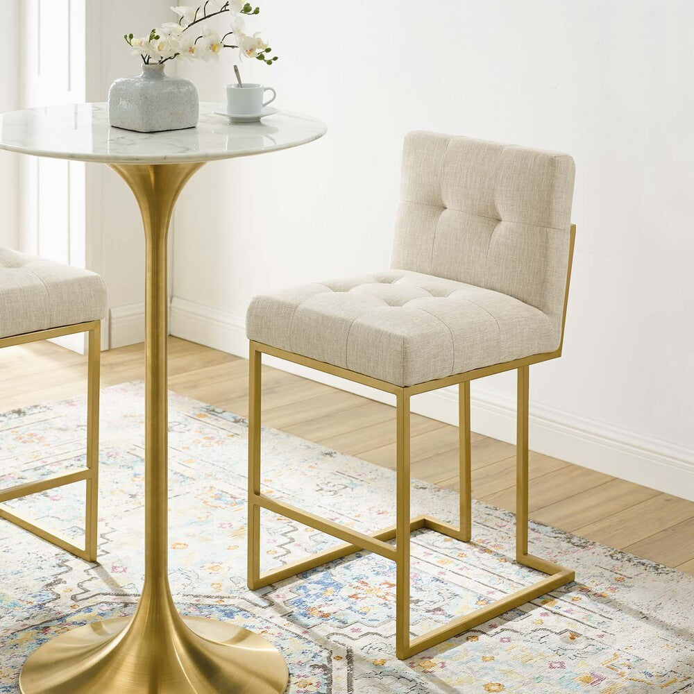 Modway Privy Gold Stainless Steel Upholstered Fabric Counter Stool by Modway-EEI-3852