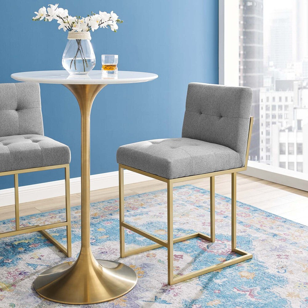 Modway Privy Gold Stainless Steel Upholstered Fabric Counter Stool by Modway-EEI-3852
