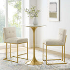 Modway Privy Gold Stainless Steel Upholstered Fabric Counter Stool Set of 2 by Modway-EEI-4154
