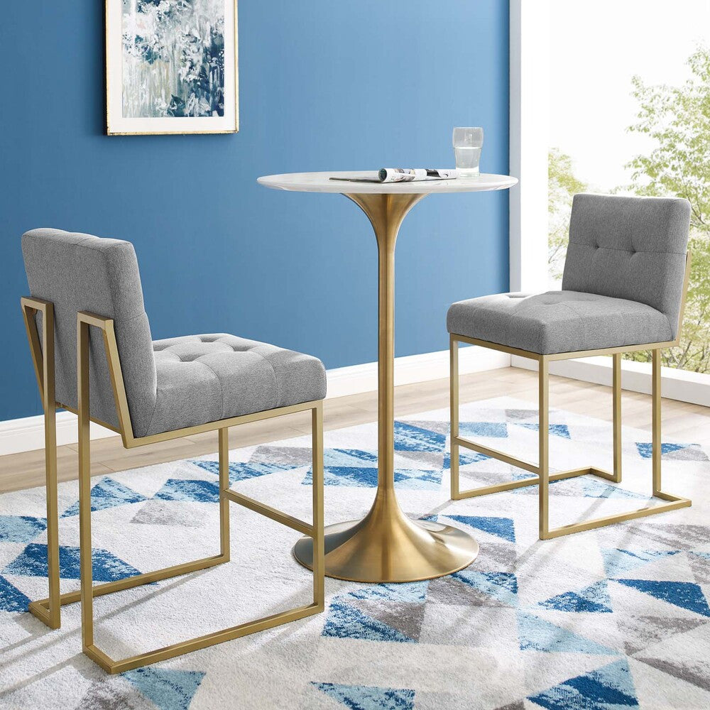 Modway Privy Gold Stainless Steel Upholstered Fabric Counter Stool Set of 2 by Modway-EEI-4154