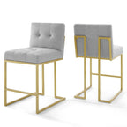 Modway Privy Gold Stainless Steel Upholstered Fabric Counter Stool Set of 2 by Modway-EEI-4154