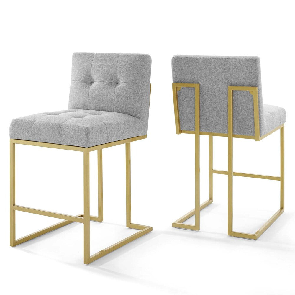 Modway Privy Gold Stainless Steel Upholstered Fabric Counter Stool Set of 2 by Modway-EEI-4154