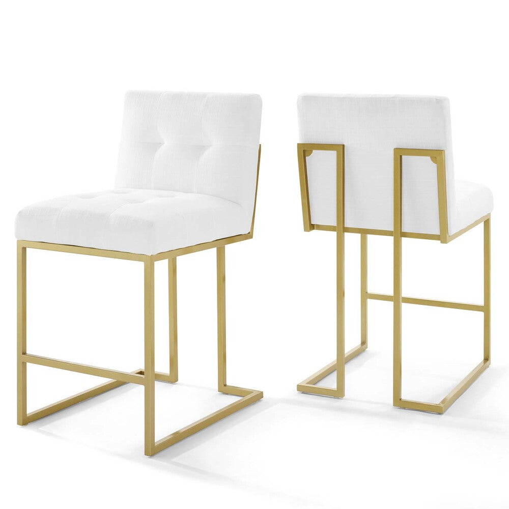 Modway Privy Gold Stainless Steel Upholstered Fabric Counter Stool Set of 2 by Modway-EEI-4154