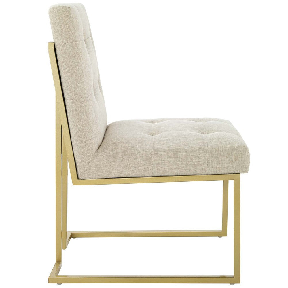 Modway Privy Gold Stainless Steel Upholstered Fabric Dining Accent Chair by Modway-EEI-3743-GLD-BEI